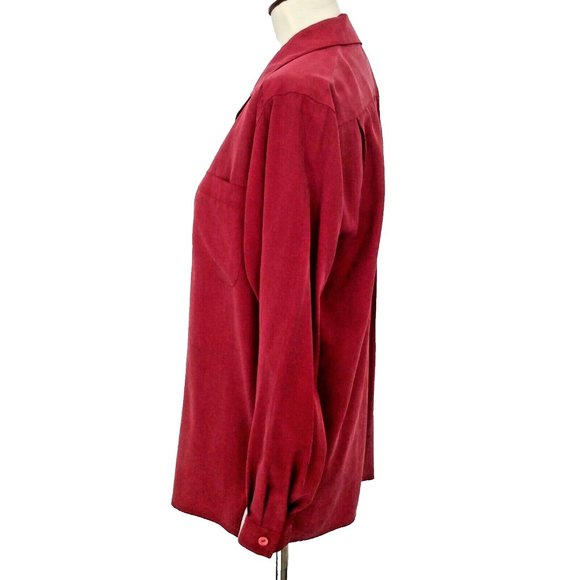 Charter Club Vintage Long Sleeve Red Silk Blouse Size M - Picture 2 of 5